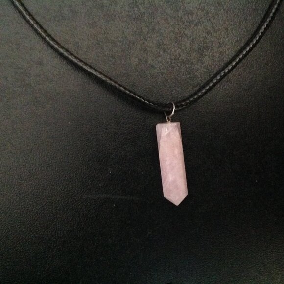 Retro Rose Quartz Crystal Pendant/Necklace - Picture 2 of 3
